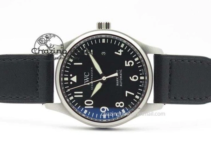 MIROTIME 0501 Mark XVIII IW327001 SS Mk Maker Best Edition Black Dial On Black Leather Strap A SunProtective 7299
